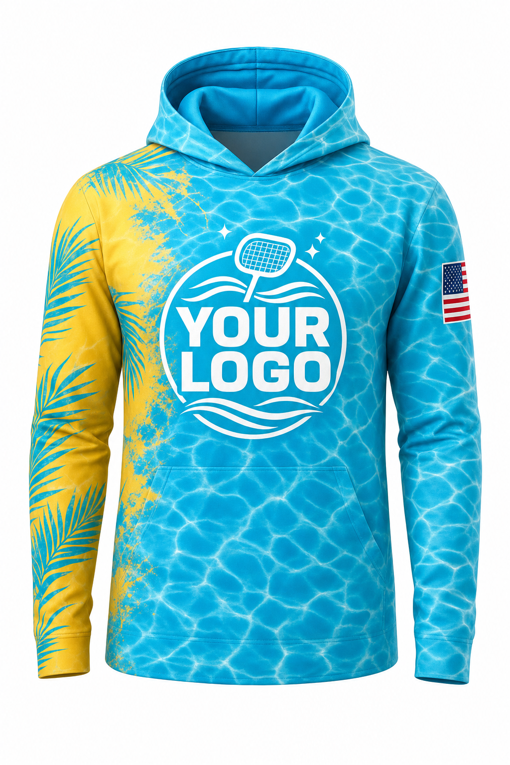 Tropical Ripple custom pool cleaning crew uniform hoodie — front (hoodie-front)