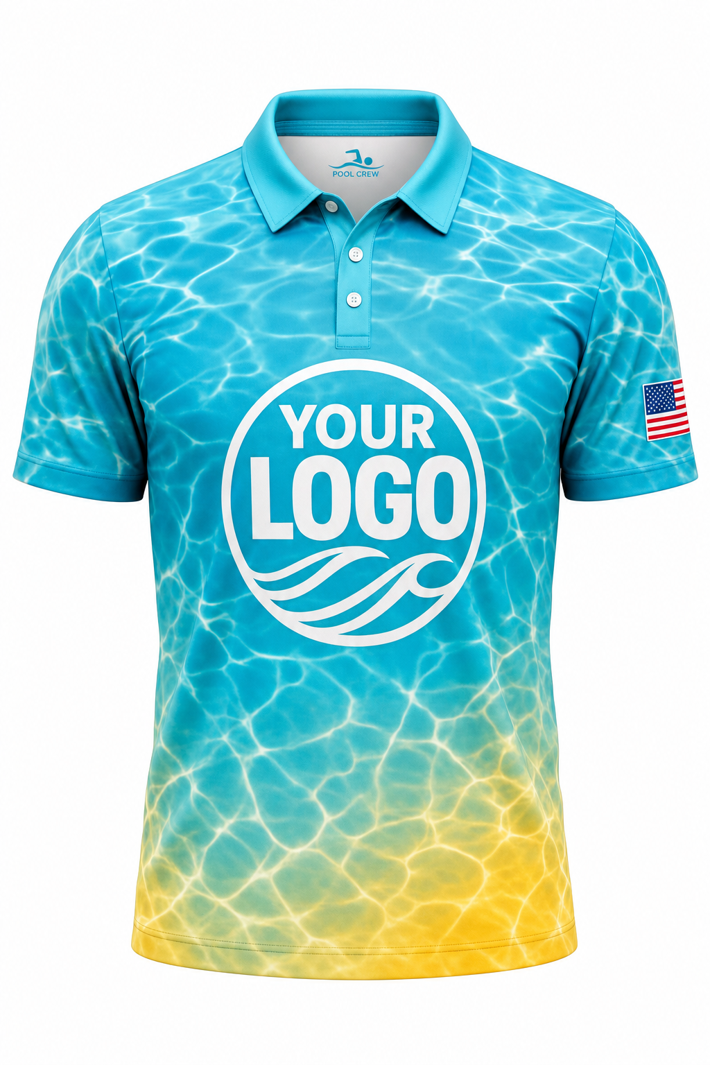 Tropical Ripple custom pool cleaning crew uniform polo shirt — front (polo-front)