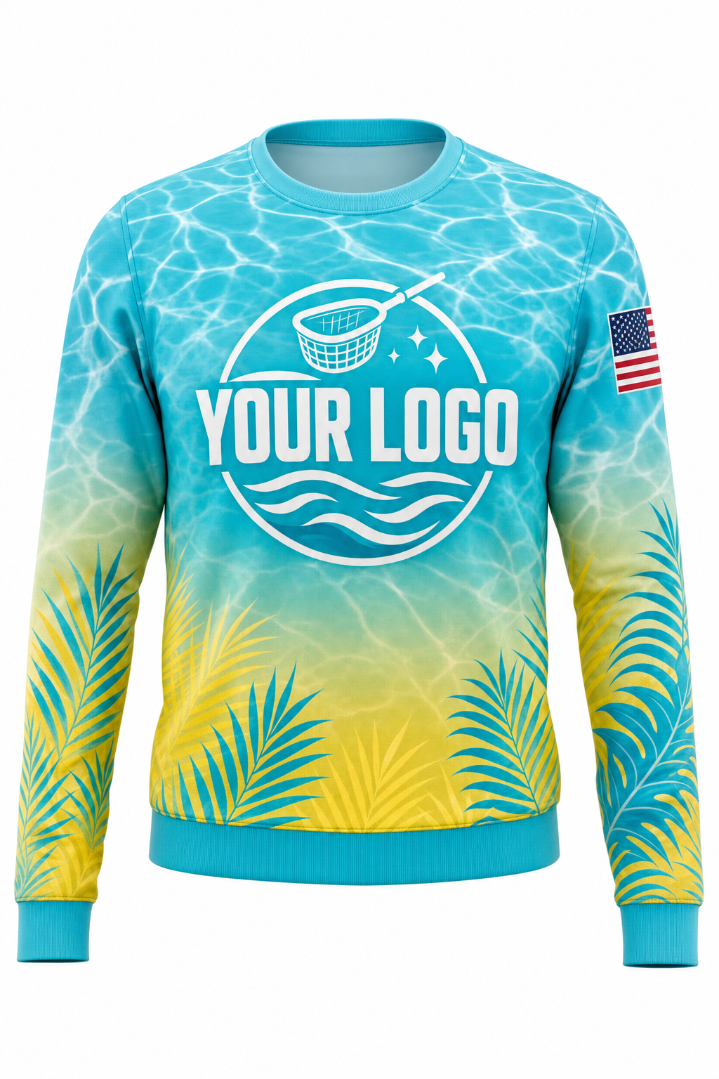 Tropical Ripple custom pool cleaning crew uniform sweatshirt — front (sweatshirt-front)