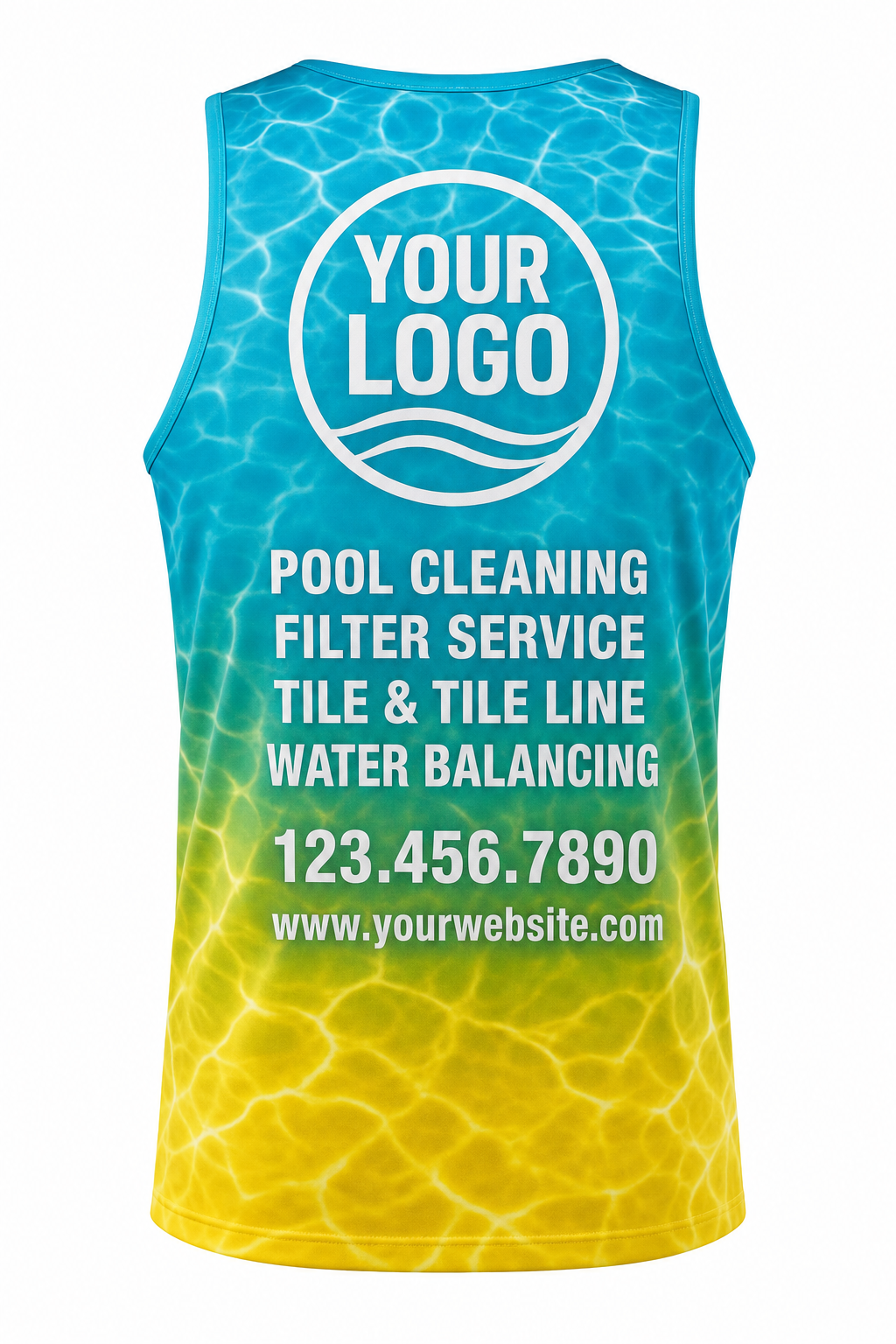 Tropical Ripple custom pool cleaning & service crew uniform Tank Top — back