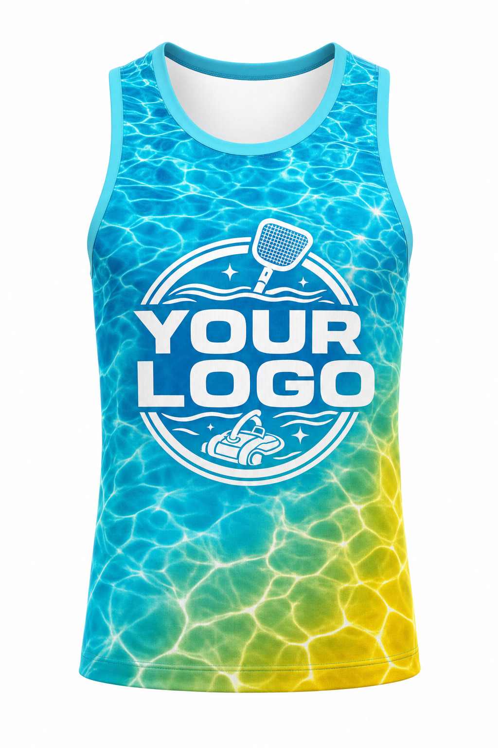 Tropical Ripple custom pool cleaning & service crew uniform Tank Top — front