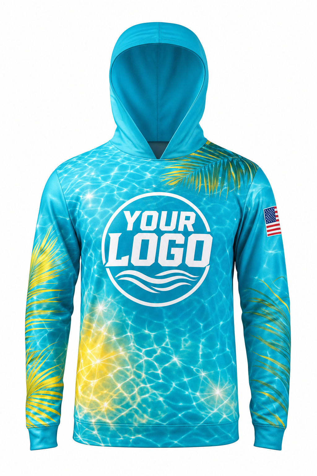 Tropical Sun Sparkle custom pool cleaning crew uniform hoodie — front (hoodie-front)