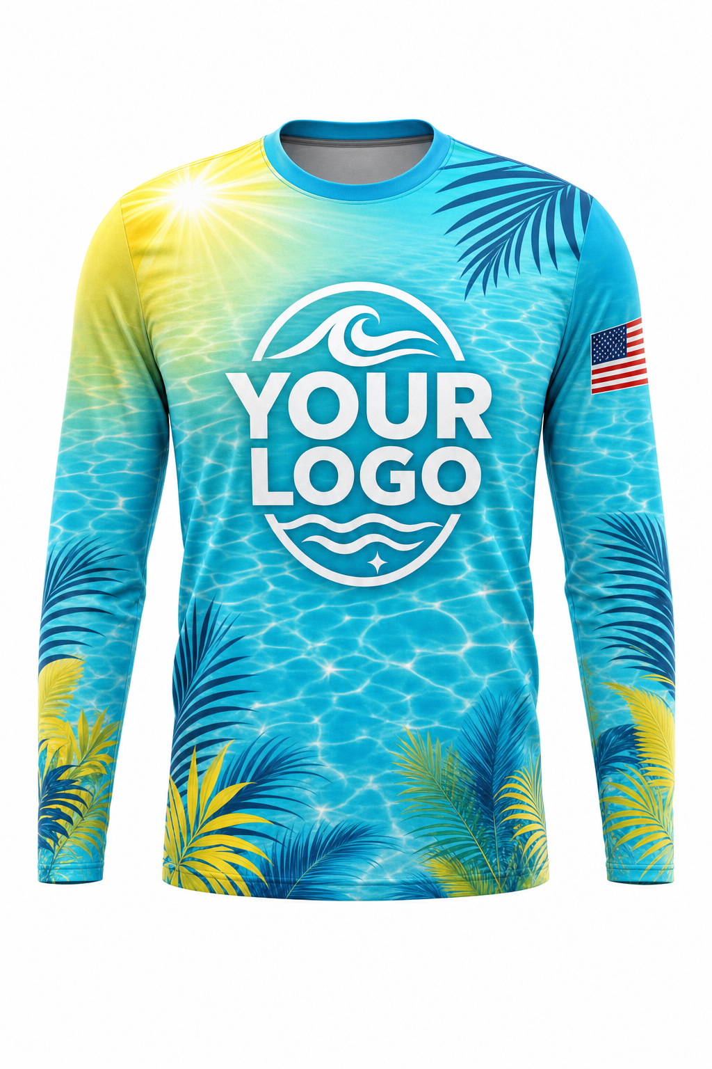 Tropical Sun Sparkle custom pool cleaning crew uniform long-sleeve shirt — front (longsleeve-front)