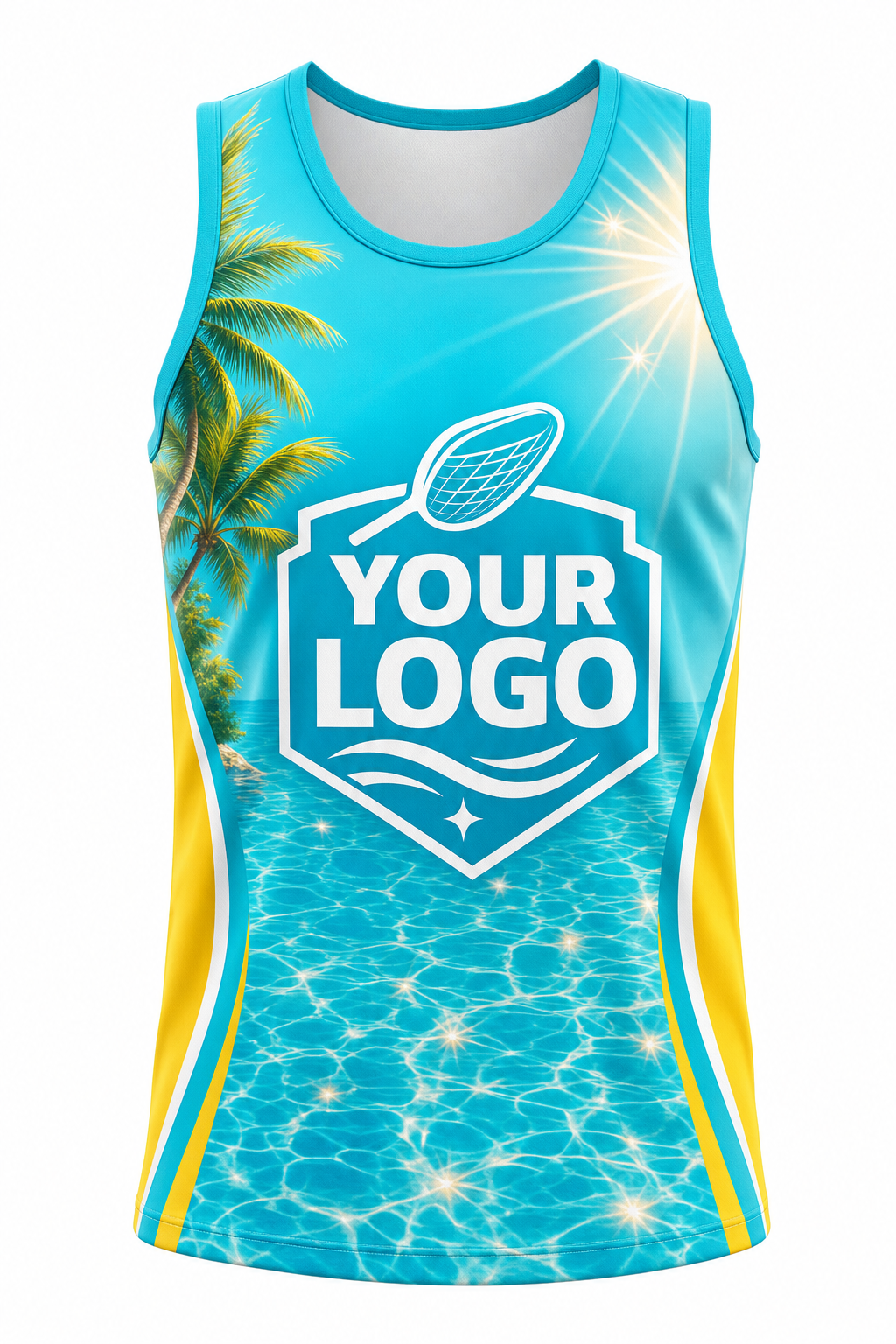 Tropical Sun Sparkle custom pool cleaning & service crew uniform Tank Top — front