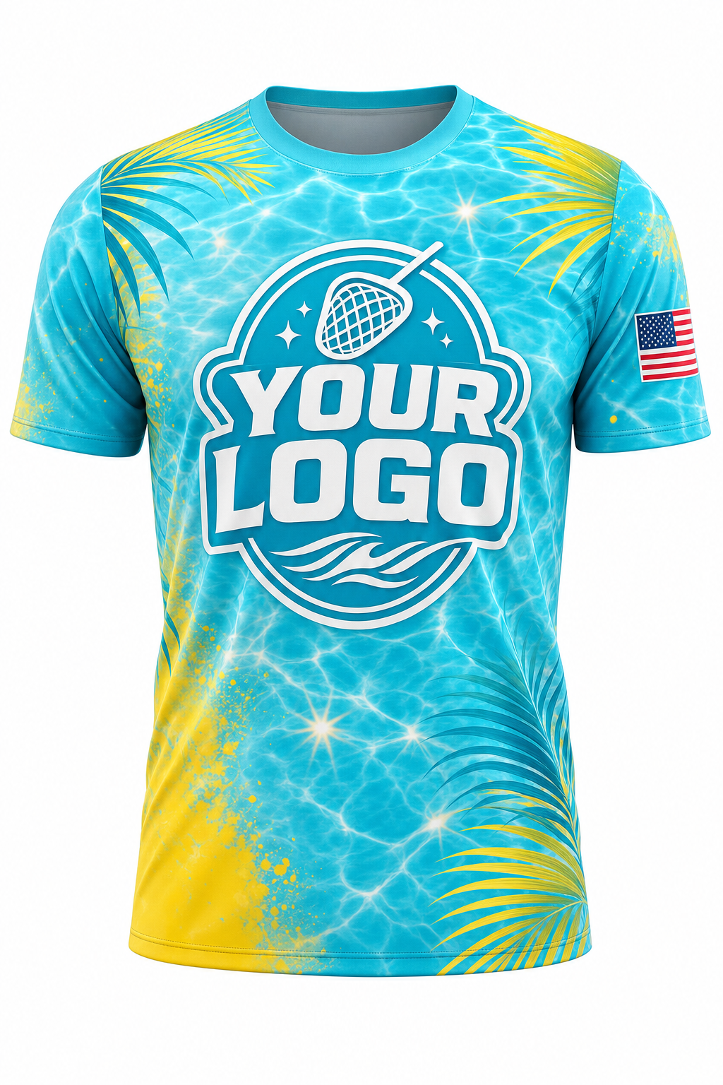 Tropical Sun Sparkle custom pool cleaning crew uniform t-shirt — front (tee-front)