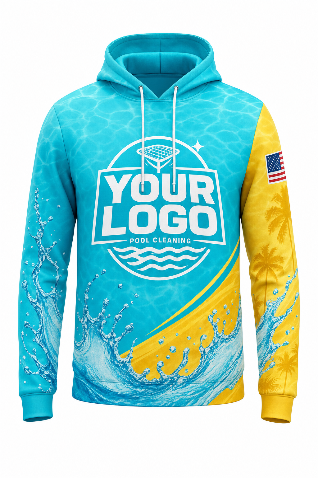 Tropical Splash custom pool cleaning crew uniform hoodie — front (hoodie-front)