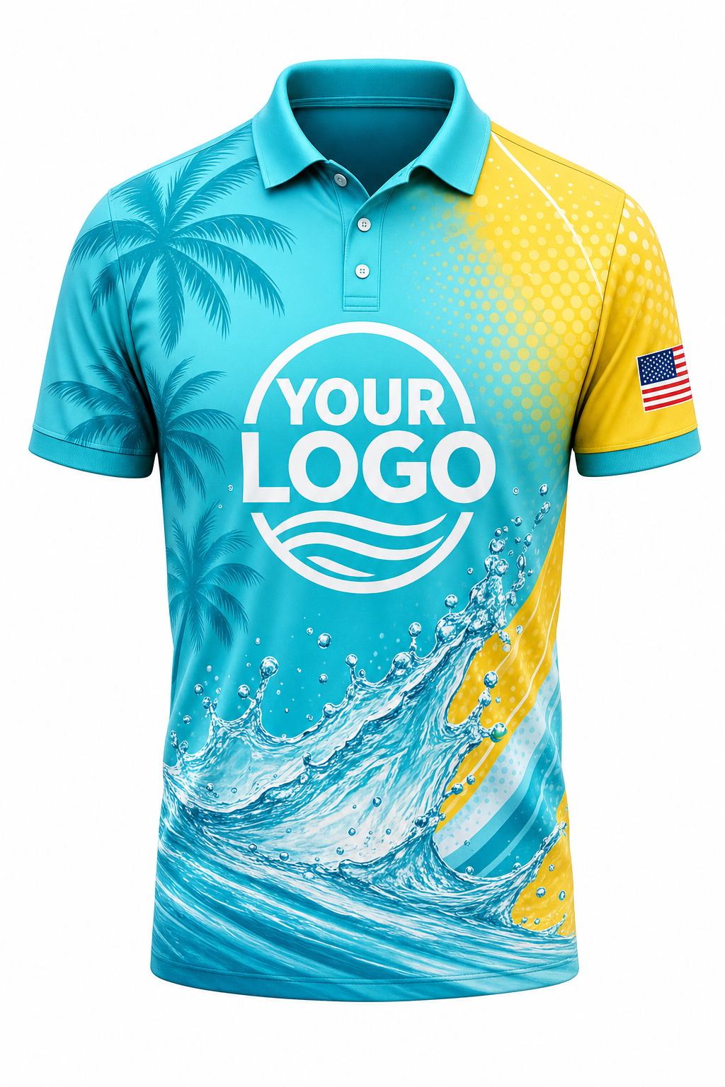 Tropical Splash custom pool cleaning crew uniform polo shirt — front (polo-front)