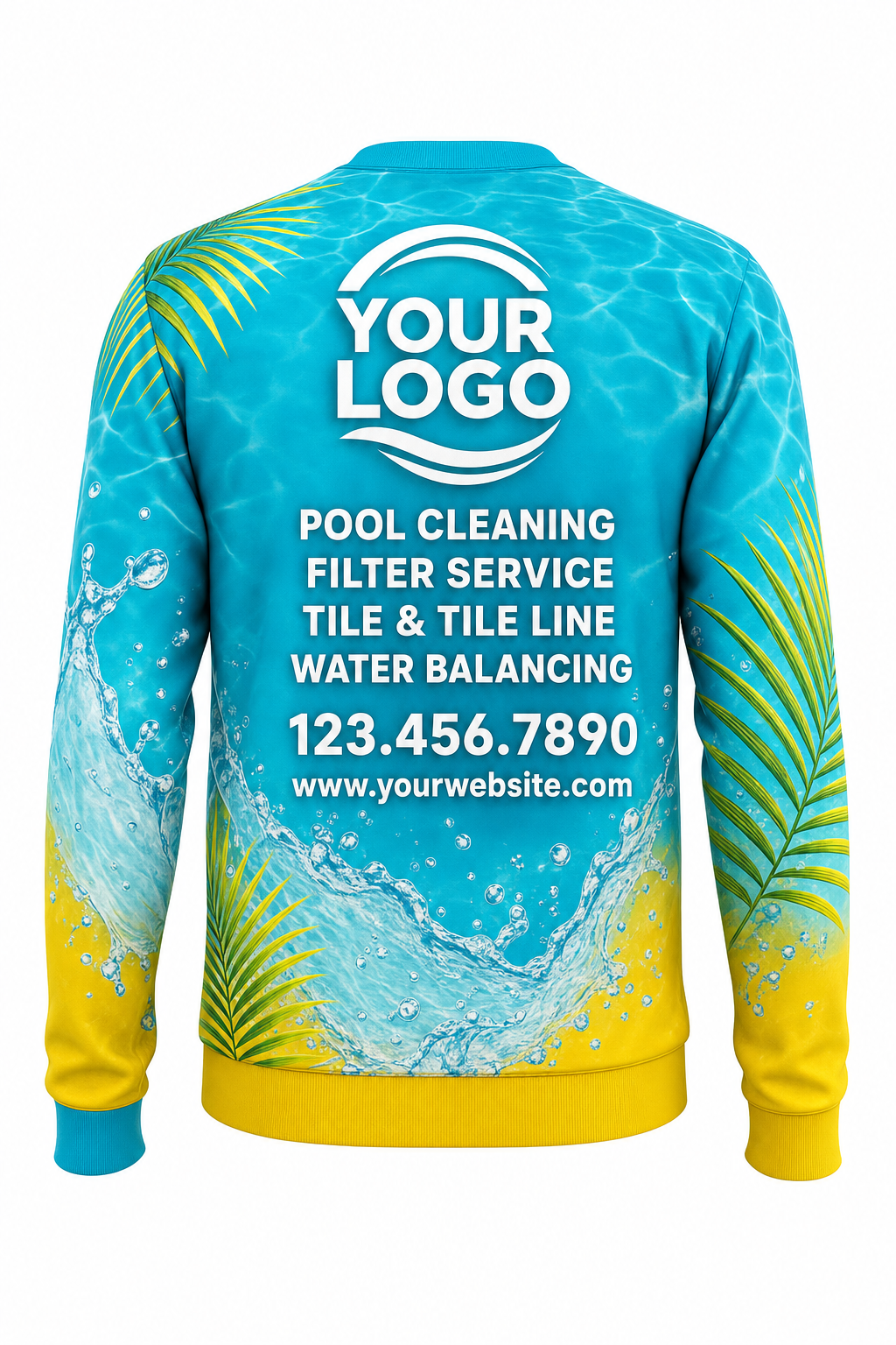 Tropical Splash custom pool cleaning crew uniform sweatshirt — back (sweatshirt-back)
