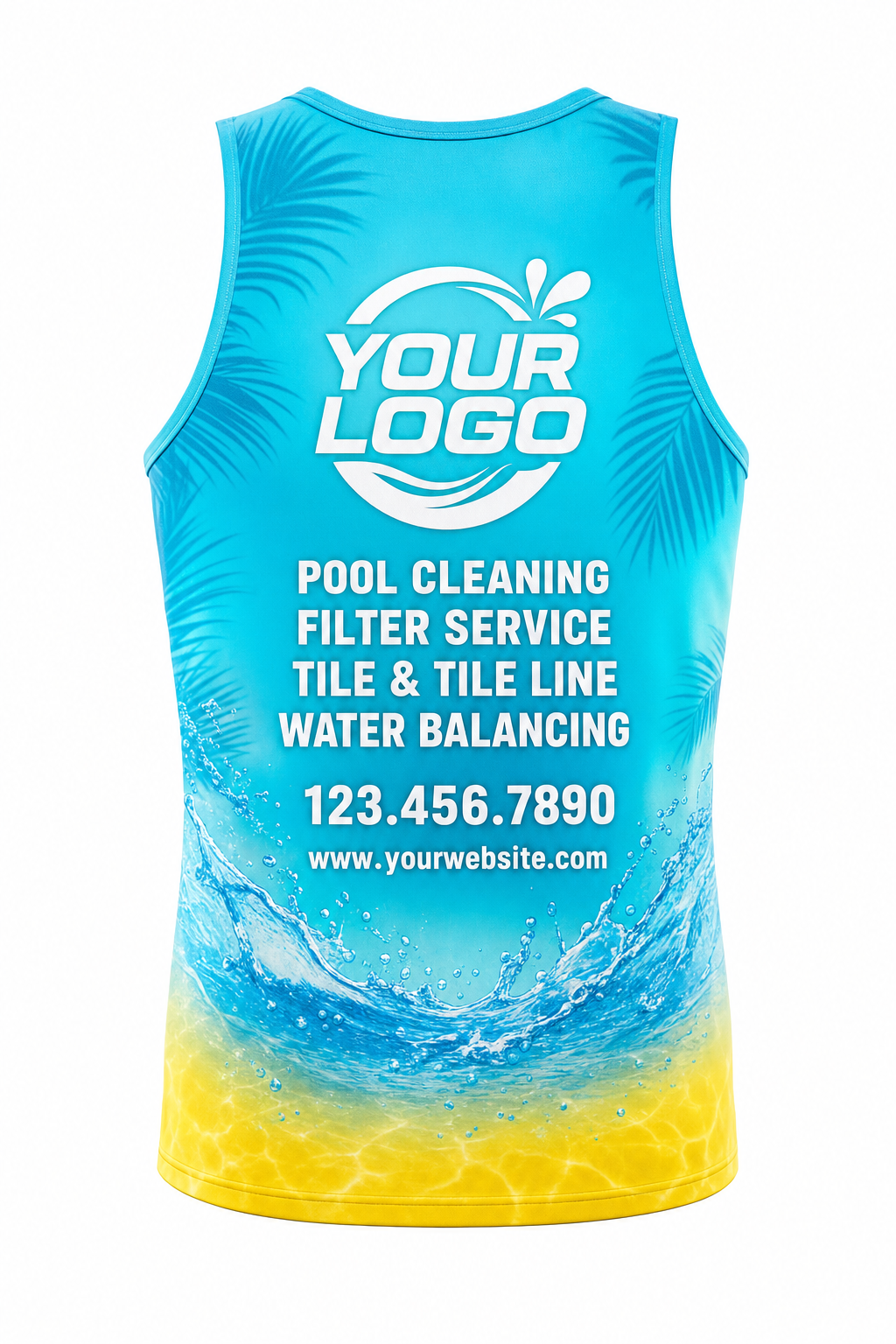 Tropical Splash custom pool cleaning & service crew uniform Tank Top — back