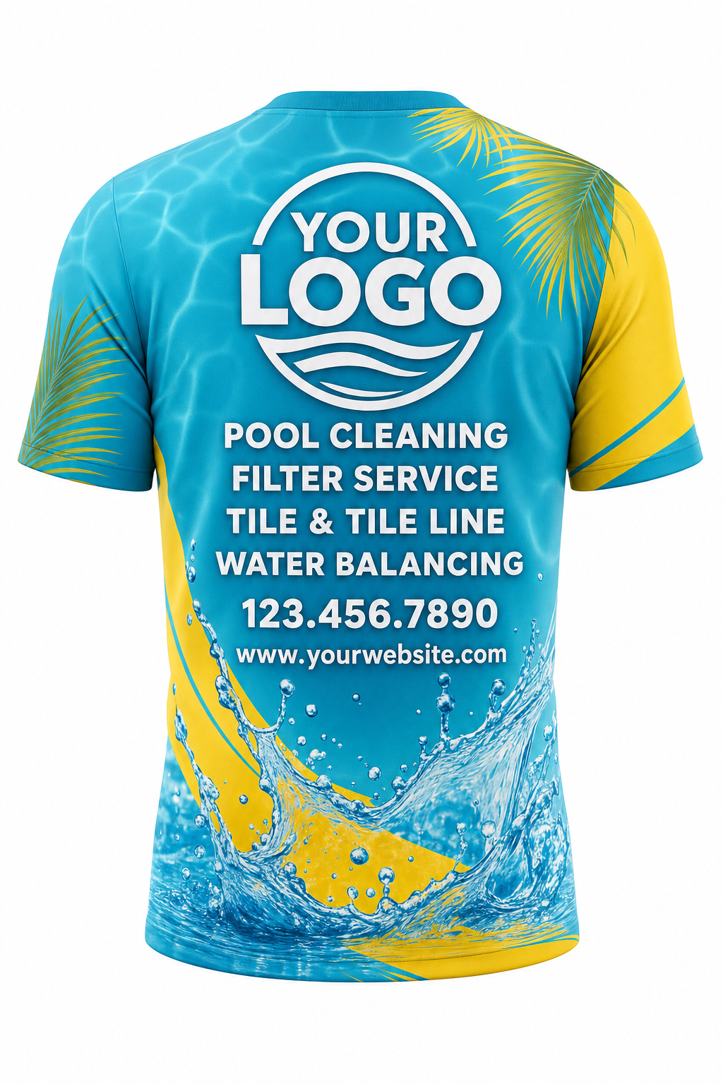 Tropical Splash custom pool cleaning crew uniform t-shirt — back (tee-back)