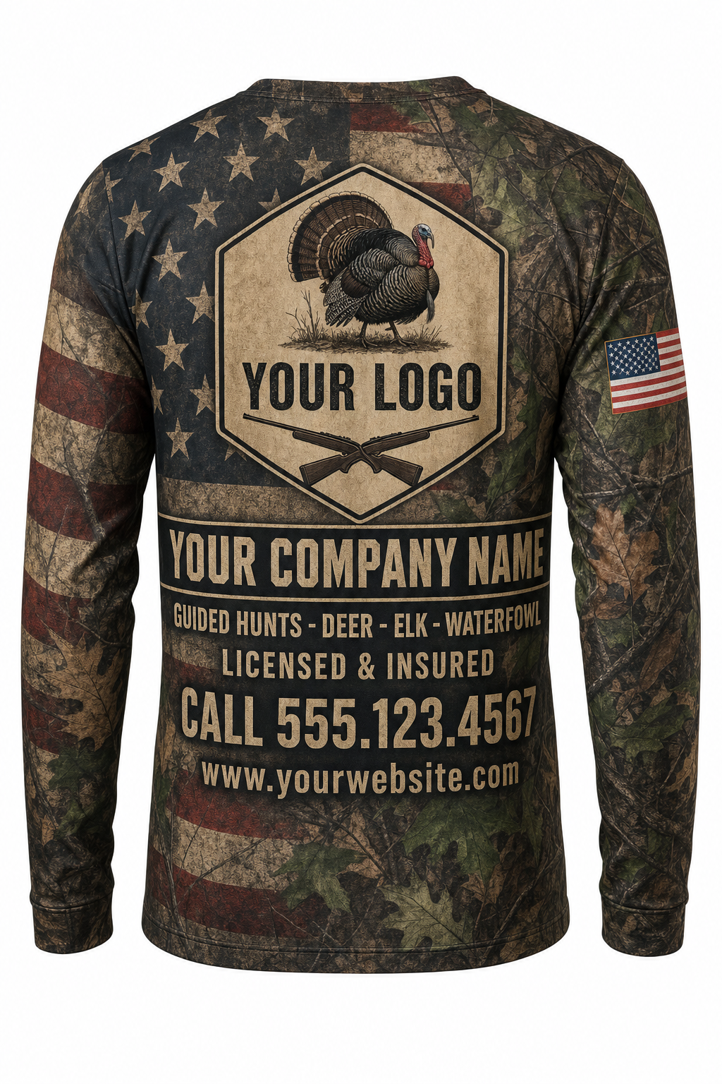 Turkey American Flag Custom Hunting Team Uniform - custom crew uniform