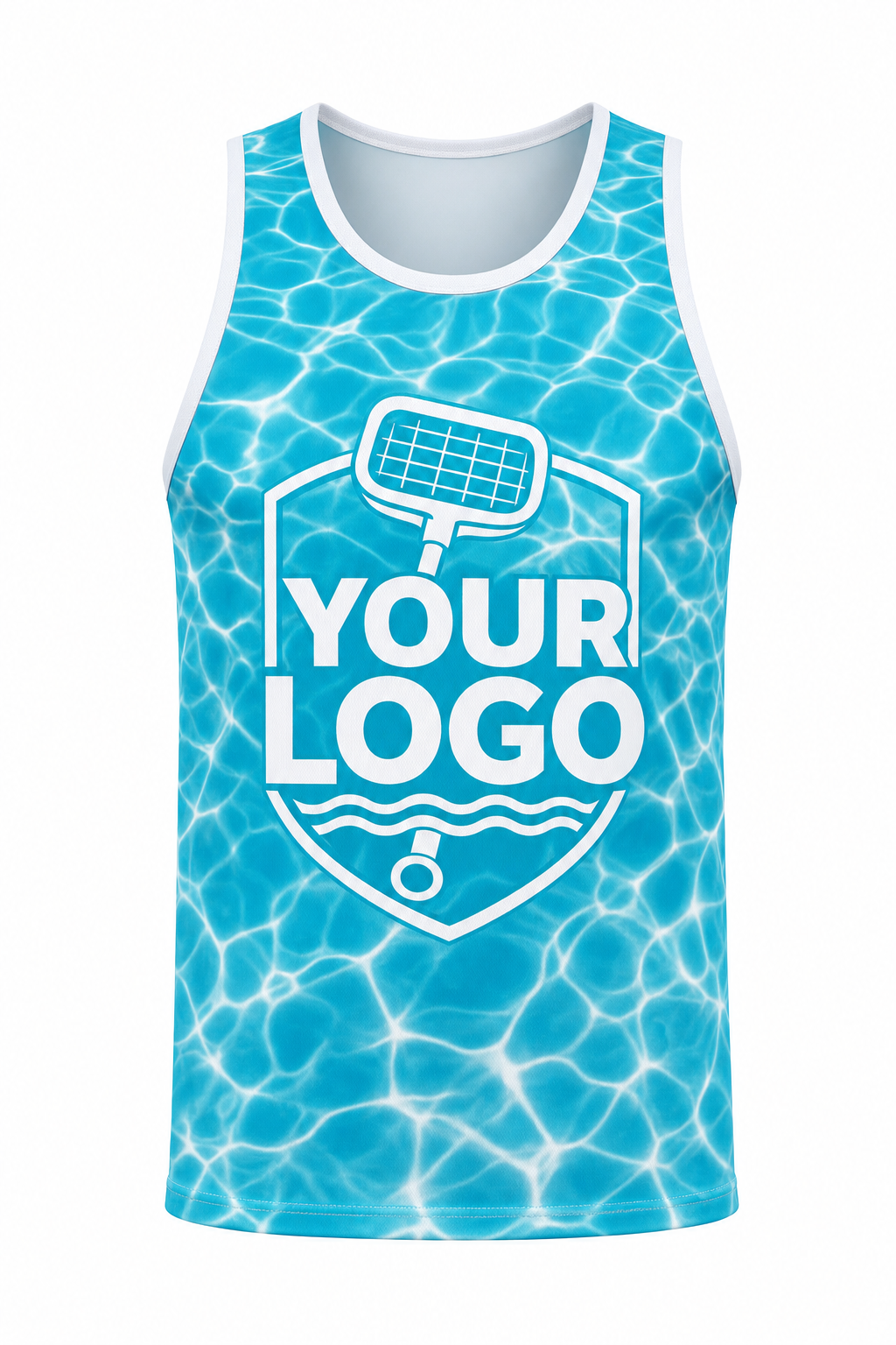 Turquoise Caustics custom pool cleaning & service crew uniform Tank Top — front
