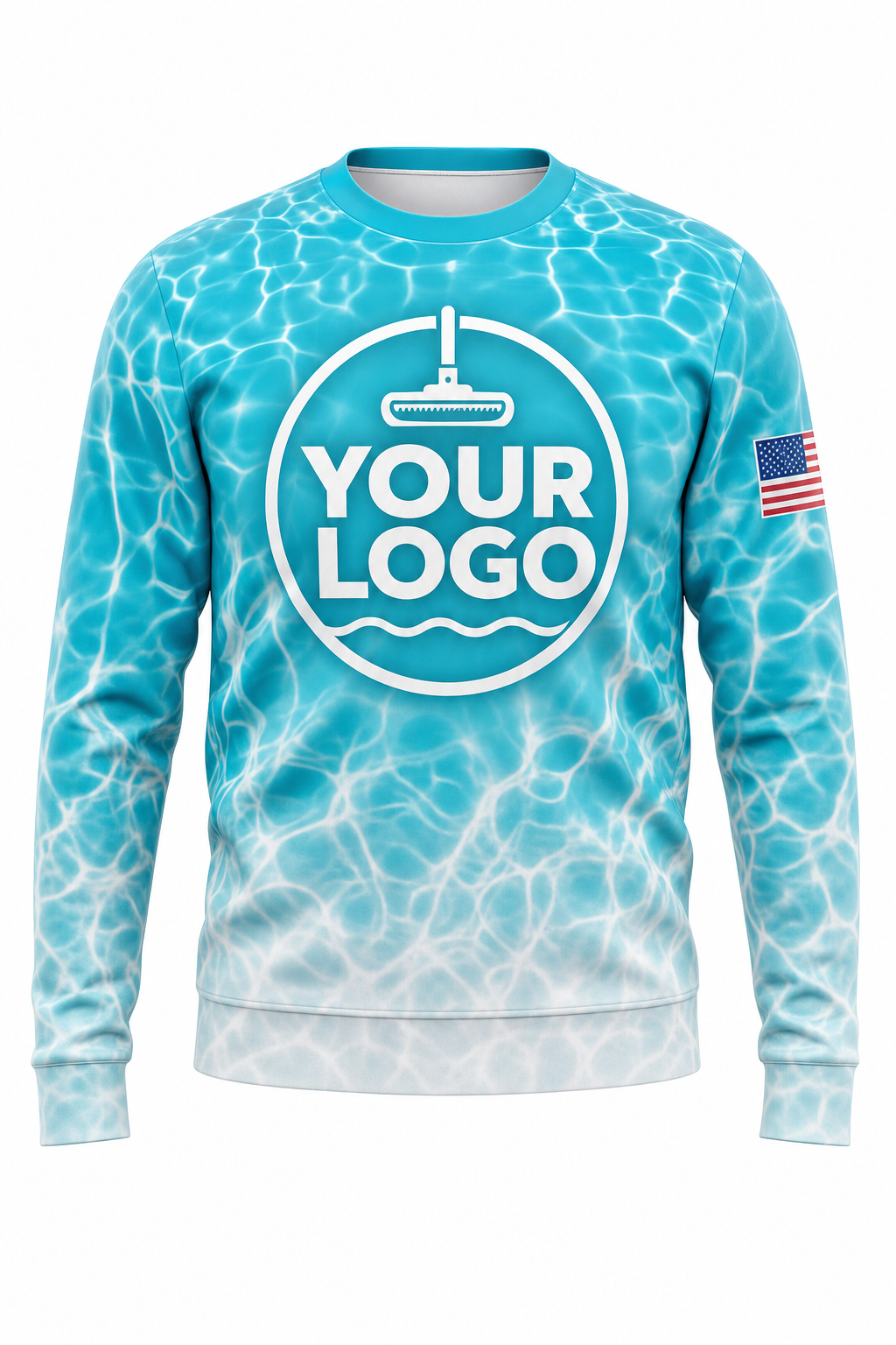 Turquoise Ripple custom pool cleaning crew uniform sweatshirt — front (sweatshirt-front)
