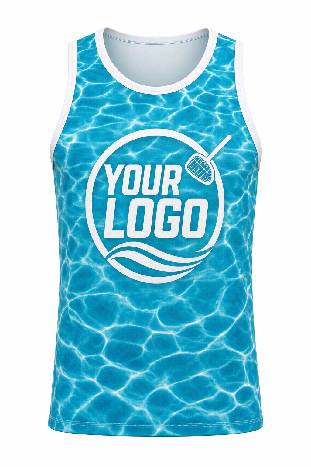 Turquoise Ripple custom pool cleaning & service crew uniform Tank Top — front