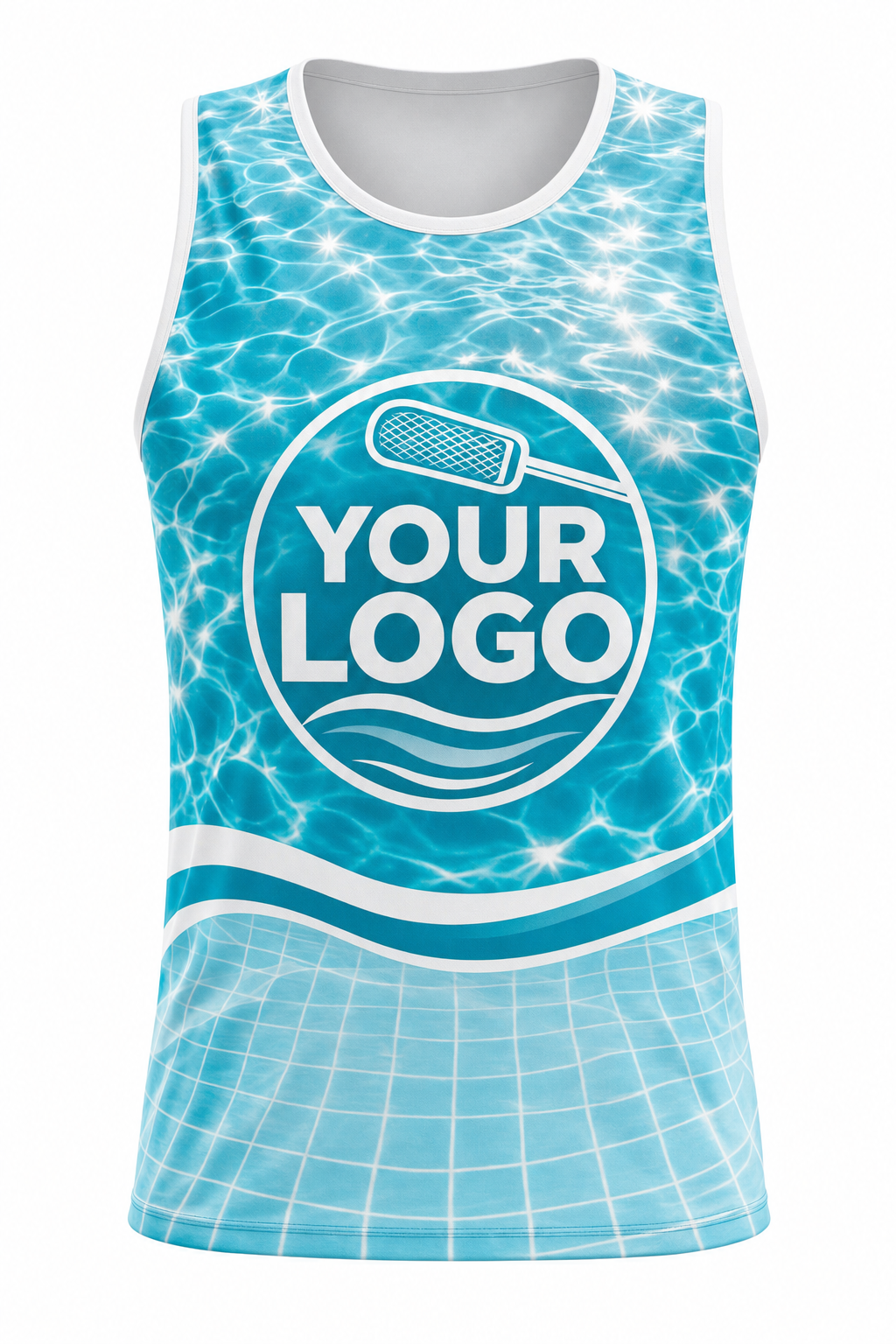 Turquoise Sun Sparkle custom pool cleaning & service crew uniform Tank Top — front