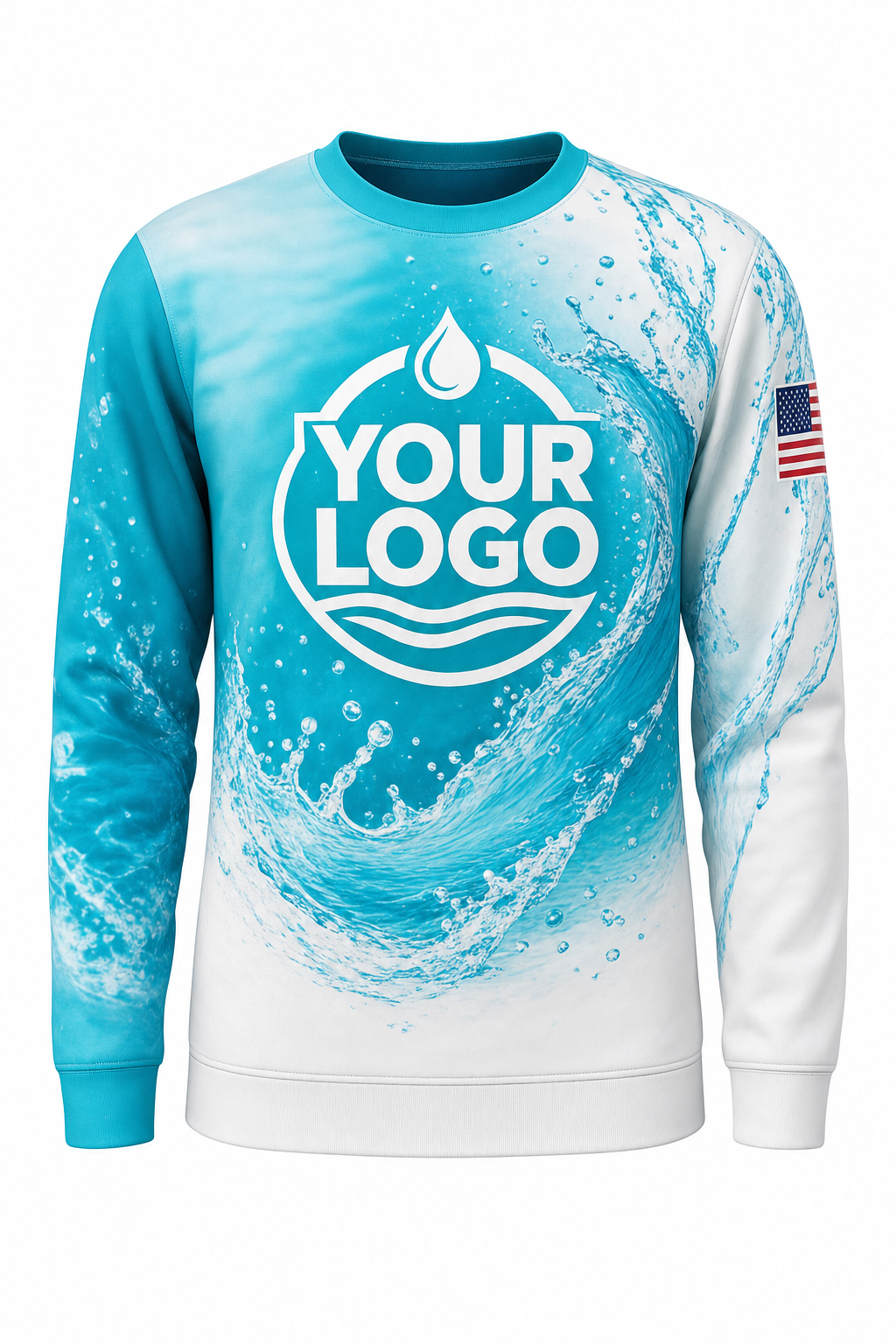 Turquoise Splash custom pool cleaning crew uniform sweatshirt — front (sweatshirt-front)