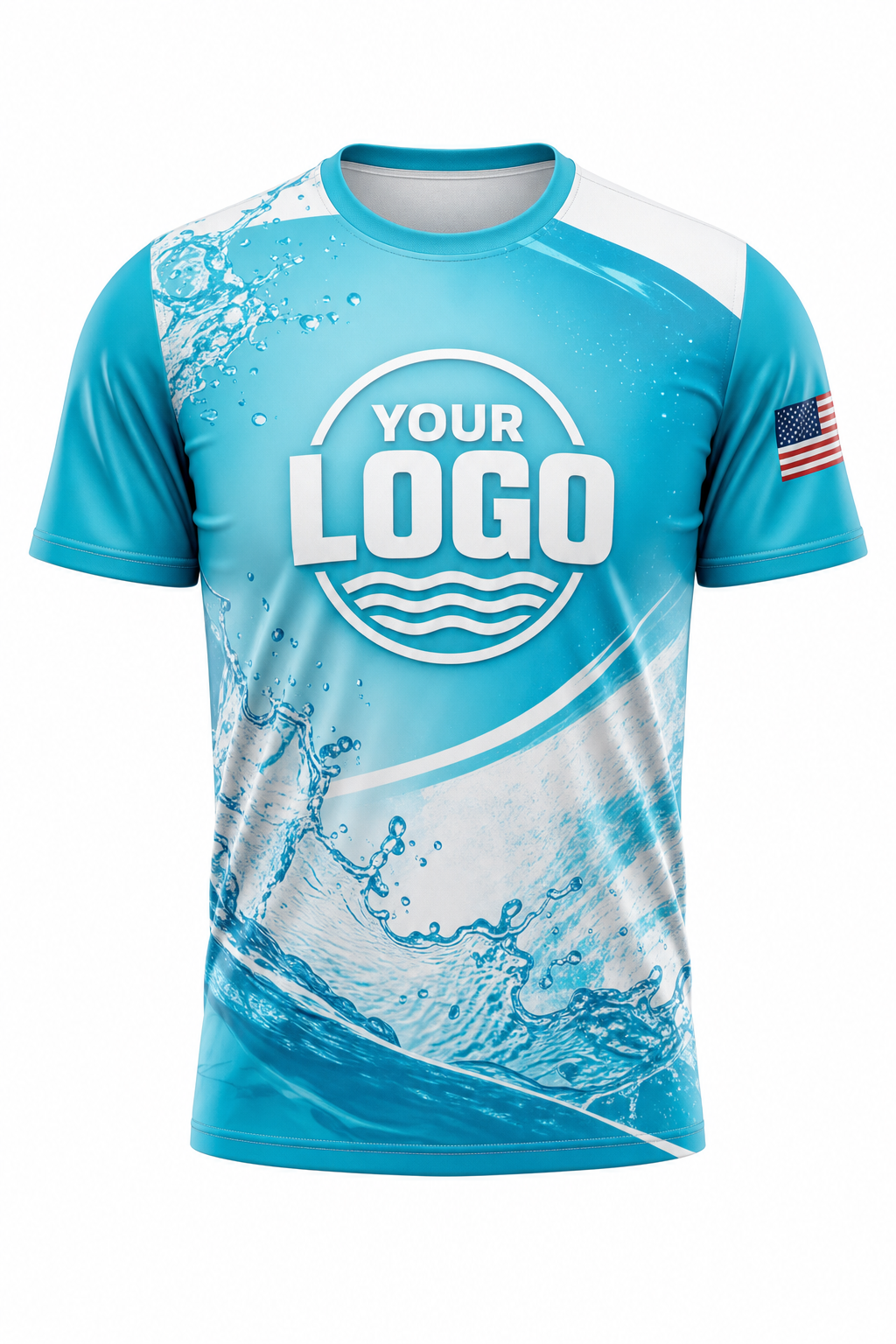 Turquoise Splash custom pool cleaning crew uniform t-shirt — front (tee-front)