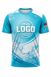 Turquoise Splash custom pool cleaning crew uniform t-shirt — front (tee-front)