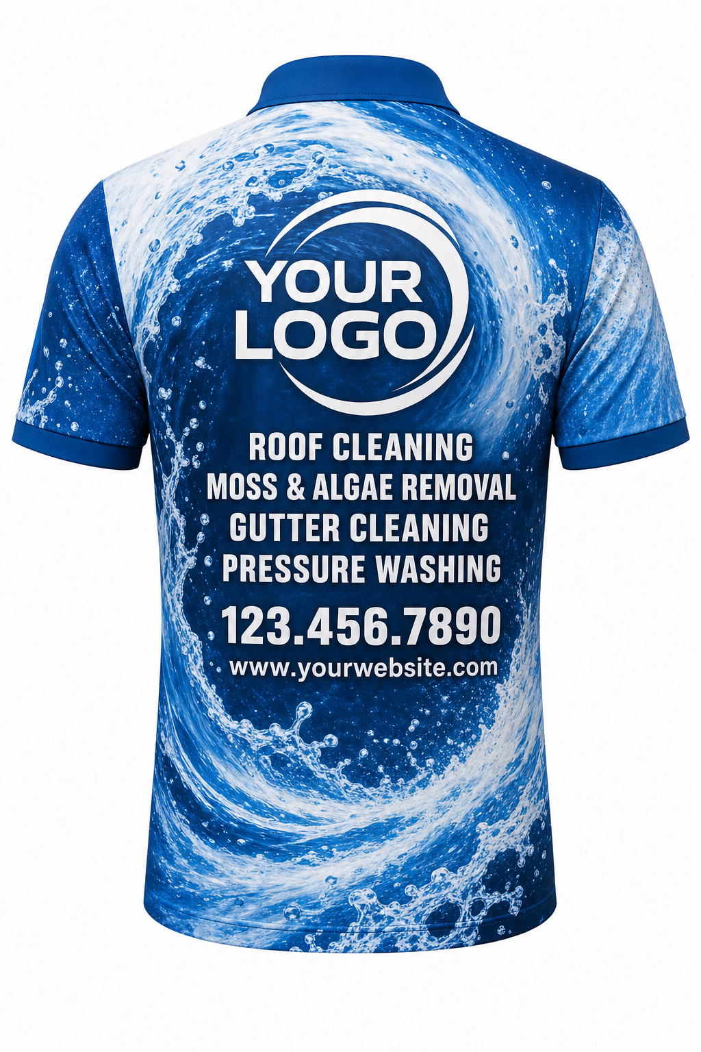 Typhoon Spiral custom roof cleaning & pressure washing crew uniform Polo — back