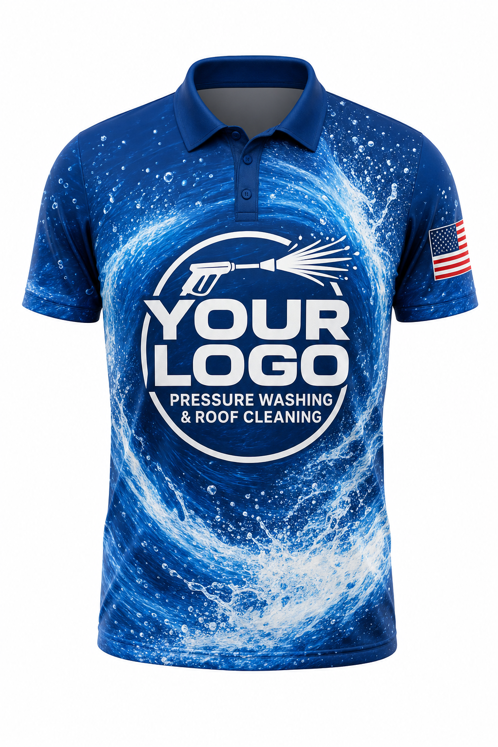 Typhoon Spiral custom roof cleaning & pressure washing crew uniform Polo — front