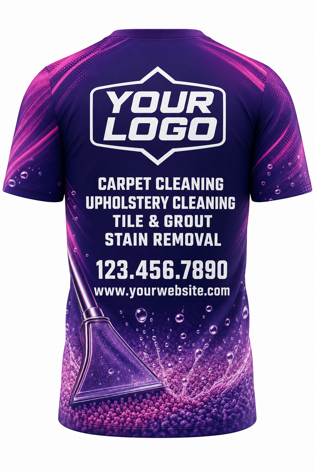 Violet Extraction custom carpet cleaning crew uniform t-shirt — back (tee-back)
