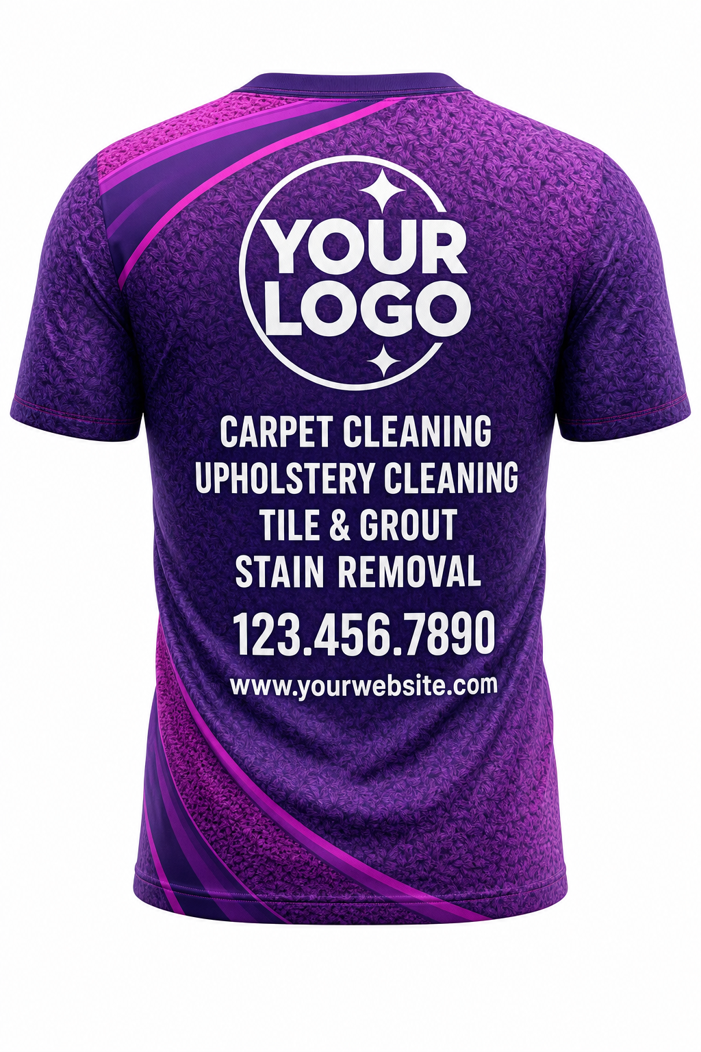 Violet Fiber custom carpet cleaning crew uniform t-shirt — back (tee-back)
