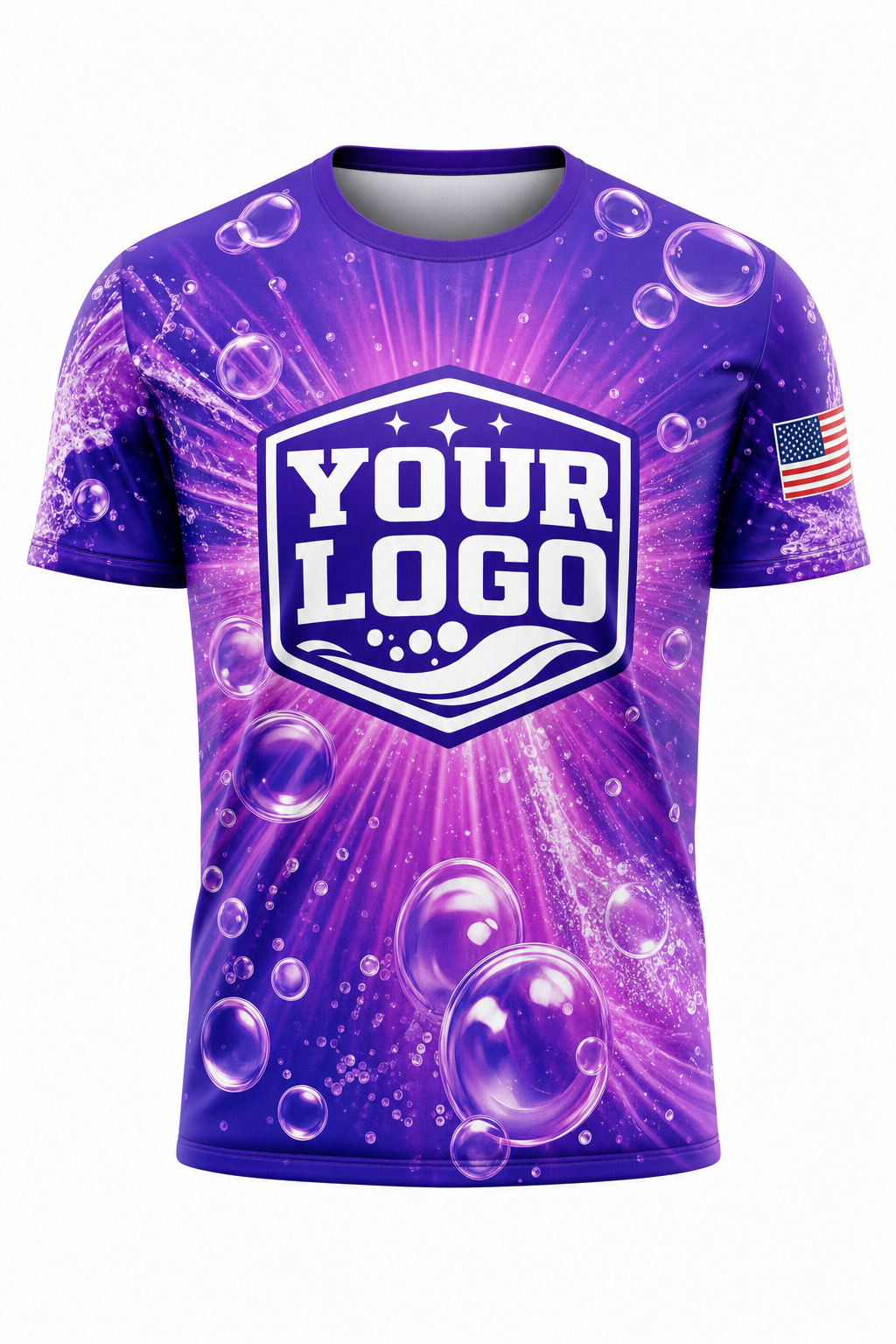 Violet Fresh Burst custom carpet cleaning crew uniform t-shirt — front (tee-front)
