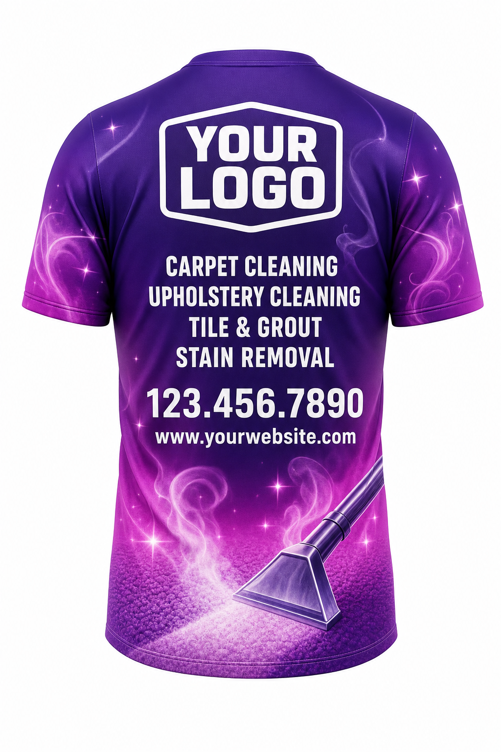 Violet Steam custom carpet cleaning crew uniform t-shirt — back (tee-back)