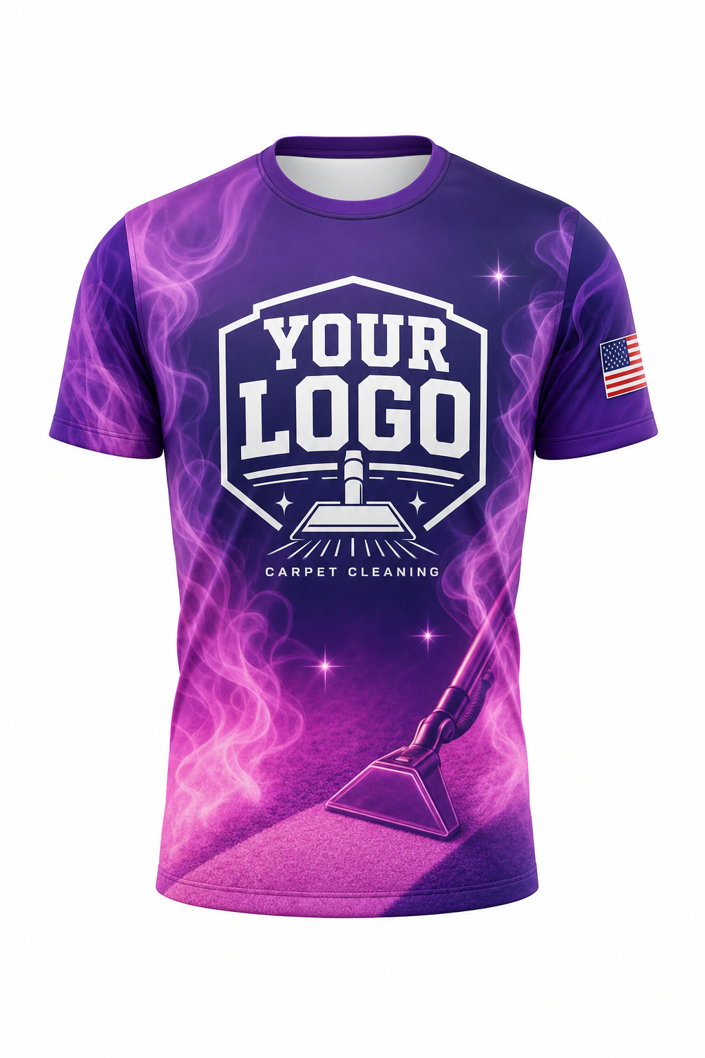 Violet Steam custom carpet cleaning crew uniform t-shirt — front (tee-front)