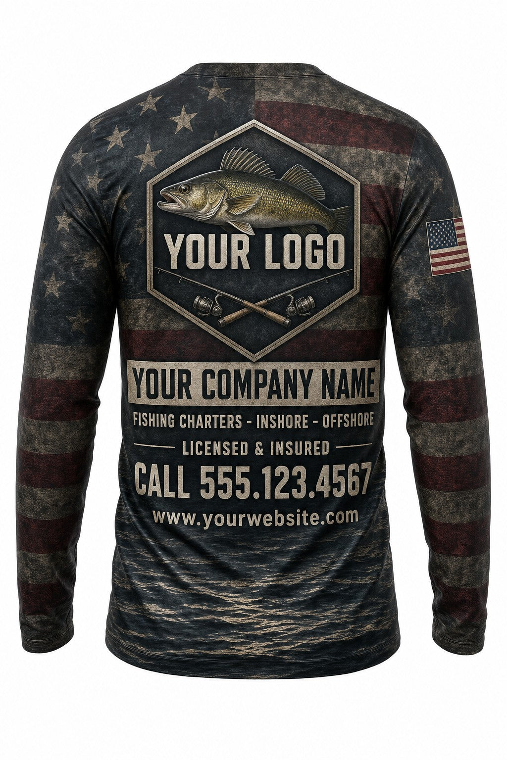 Walleye Flag Custom Fishing Team Uniform - custom crew uniform