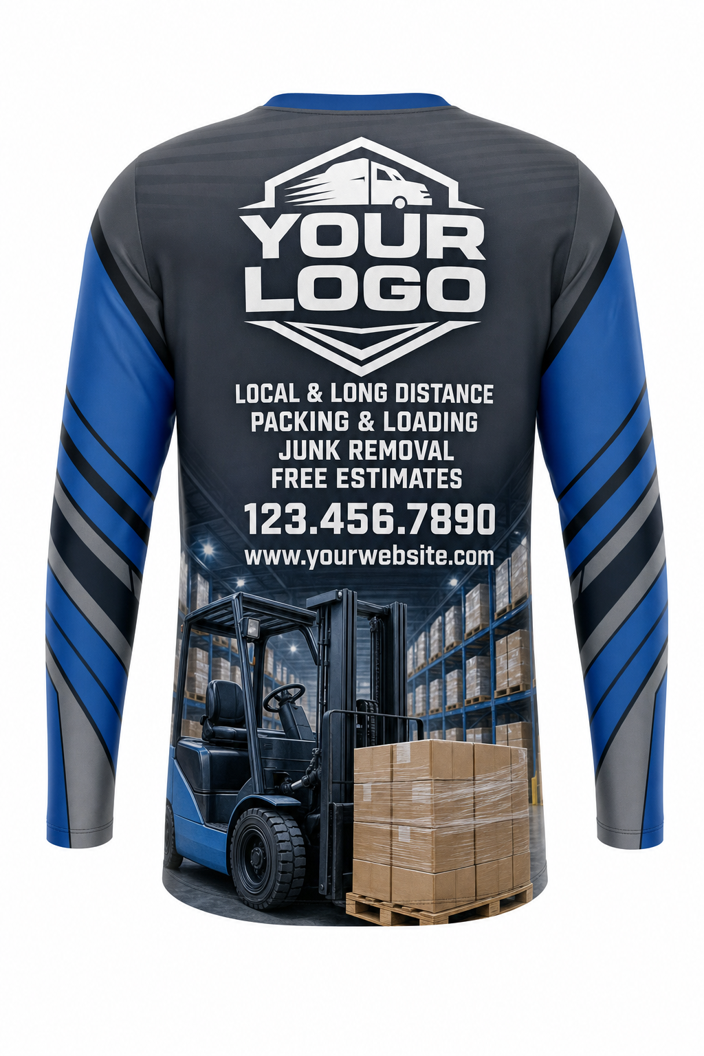 Warehouse Load custom moving & junk removal crew uniform Long Sleeve — back