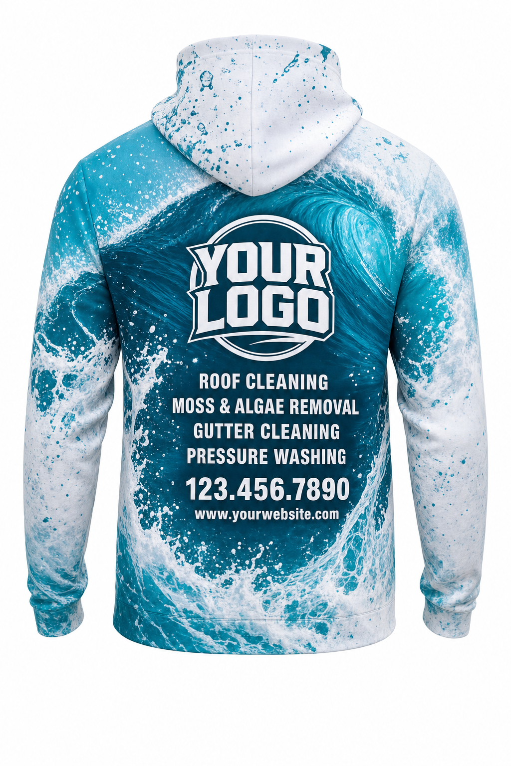 Wave Break custom roof cleaning & pressure washing crew uniform Hoodie — back
