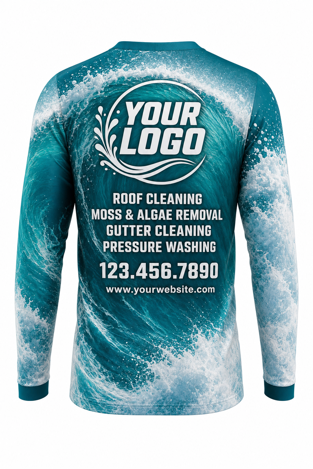 Wave Break custom roof cleaning & pressure washing crew uniform Long Sleeve — back