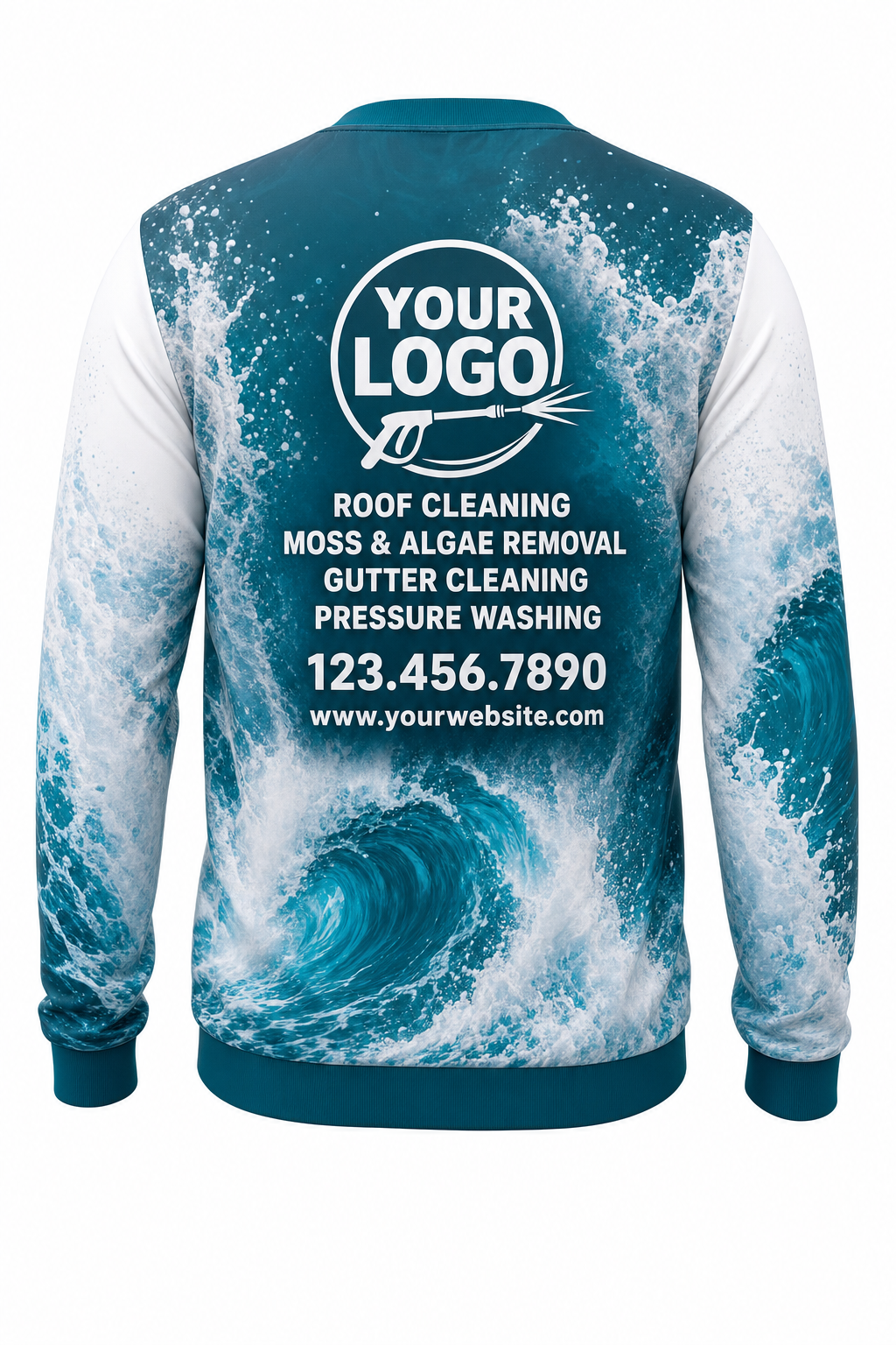 Wave Break custom roof cleaning & pressure washing crew uniform Sweatshirt — back