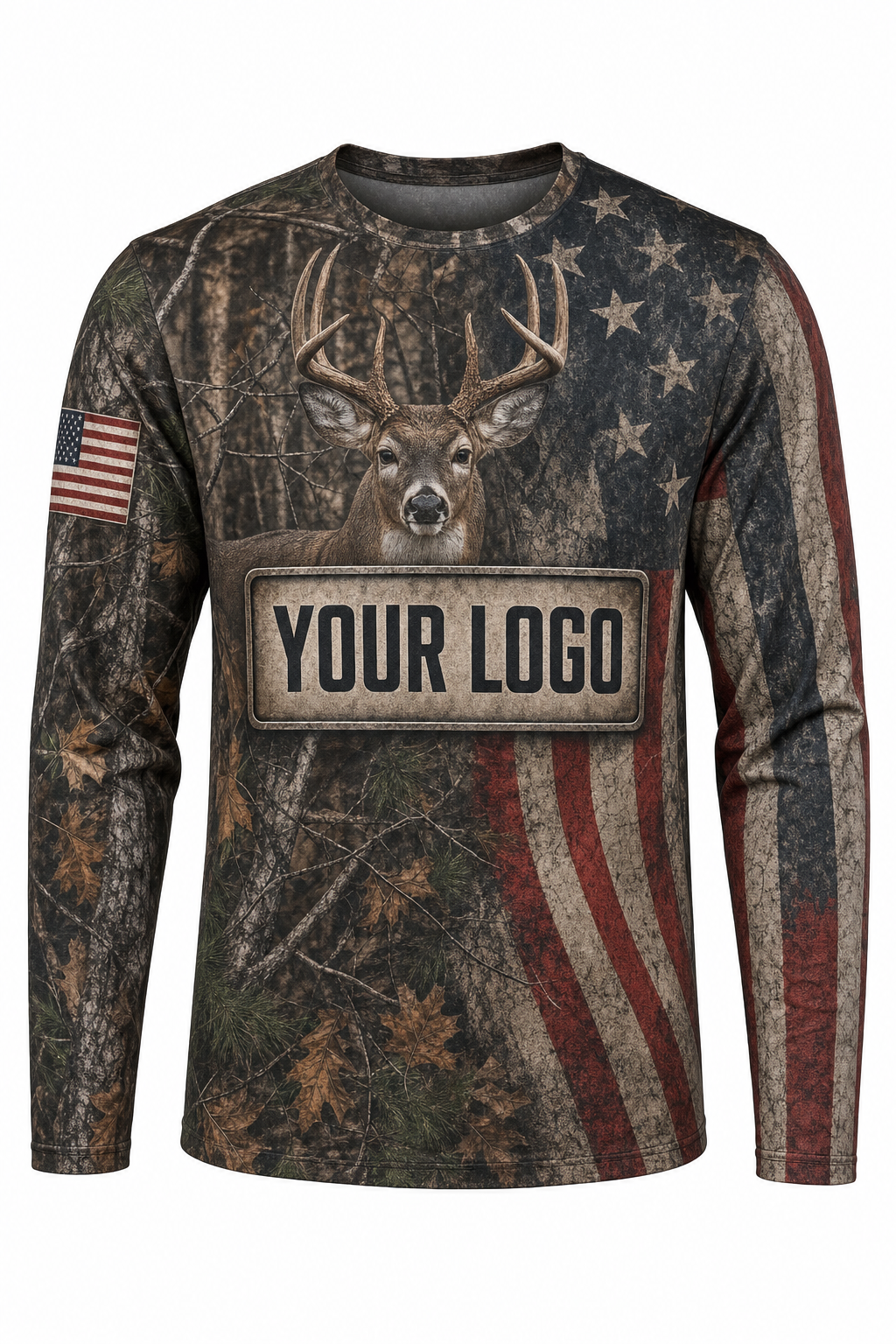 Whitetail American Flag Custom Hunting Team Uniform - custom crew uniform