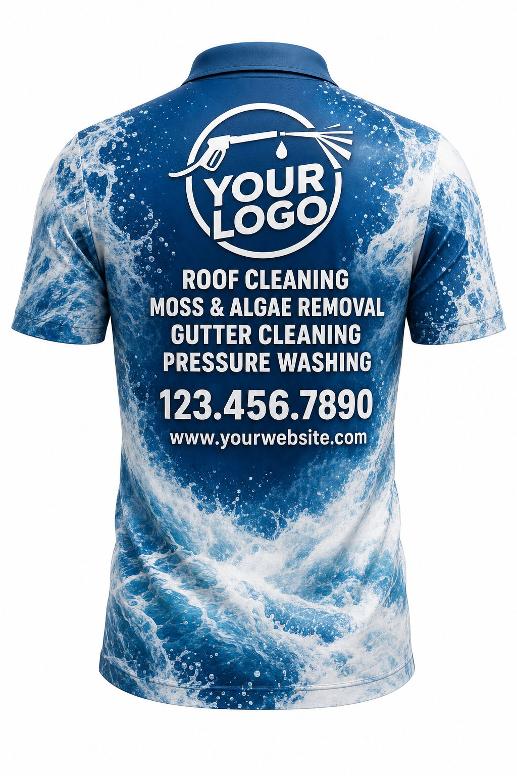 Whitewater Rapids custom roof cleaning & pressure washing crew uniform Polo — back