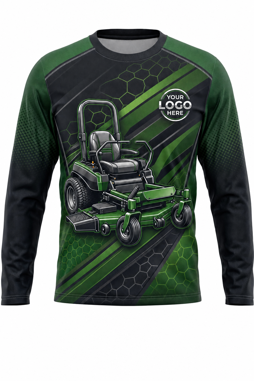 Zero-Turn Hex — Lawn Care Crew Long Sleeve (Custom AOP)