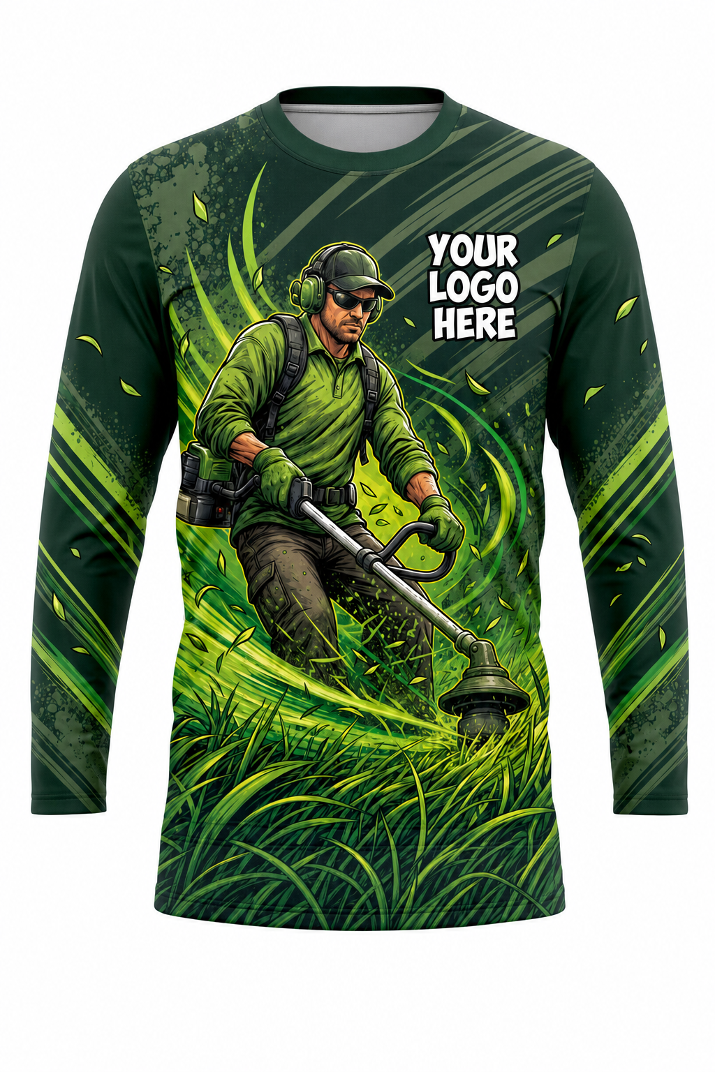 Trim Crew Action — Lawn Care Crew Long Sleeve (Custom AOP)