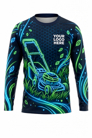 Neon Night Mow — Lawn Care Crew Long Sleeve (Custom AOP)