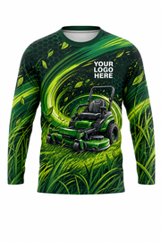 Green Surge Mow — Lawn Care Crew Long Sleeve (Custom AOP)