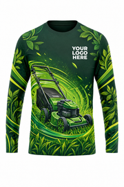 Emerald Twist Mow — Lawn Care Crew Long Sleeve (Custom AOP)