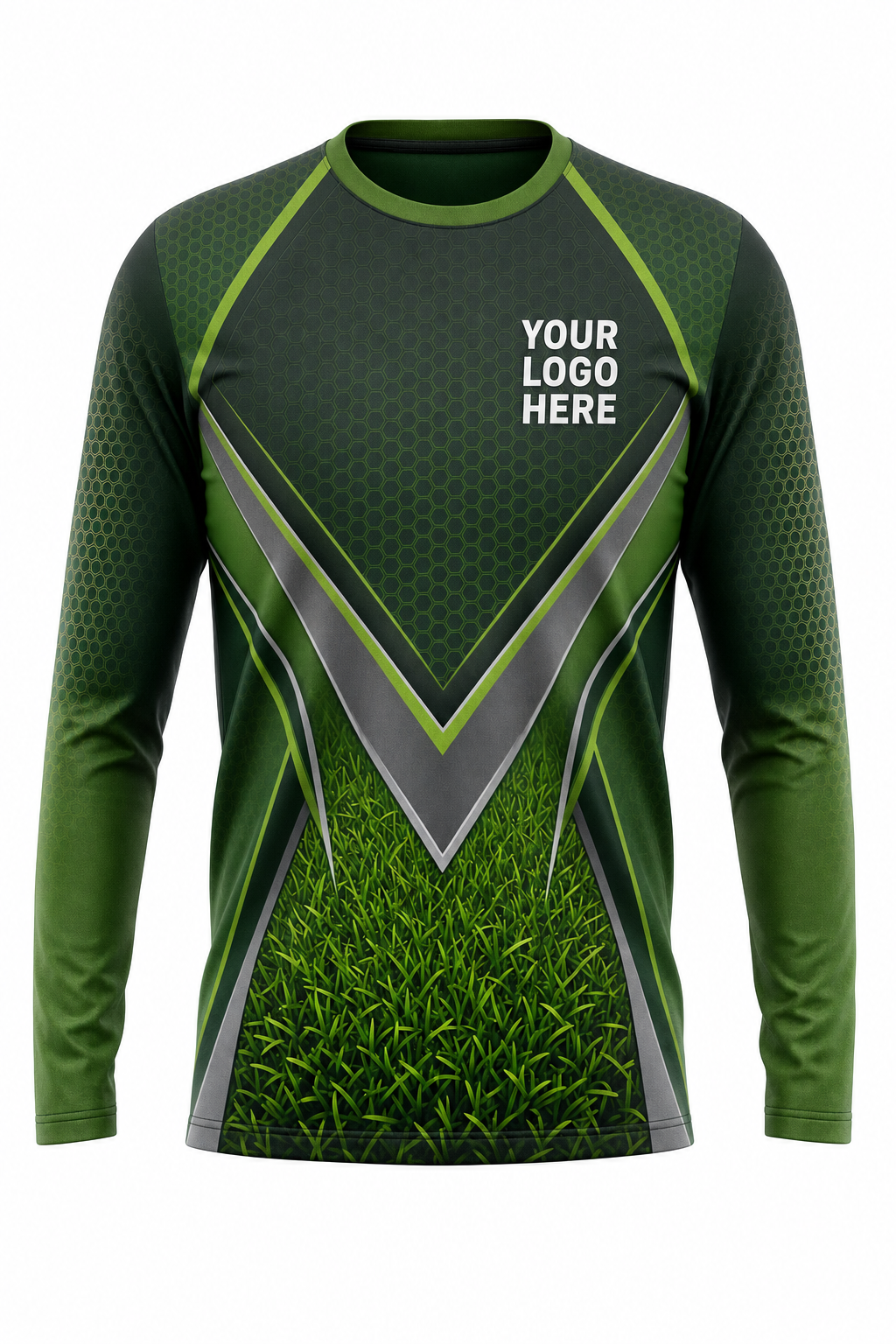 Silver Chevron Turf — Lawn Care Crew Long Sleeve (Custom AOP)