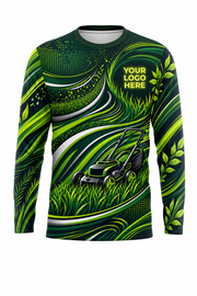 Halftone Mow — Lawn Care Crew Long Sleeve (Custom AOP)