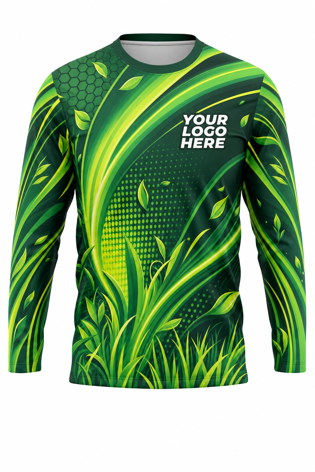 Emerald Leaf Rush — Lawn Care Crew Long Sleeve (Custom AOP)