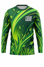 Emerald Leaf Rush — Lawn Care Crew Long Sleeve (Custom AOP)