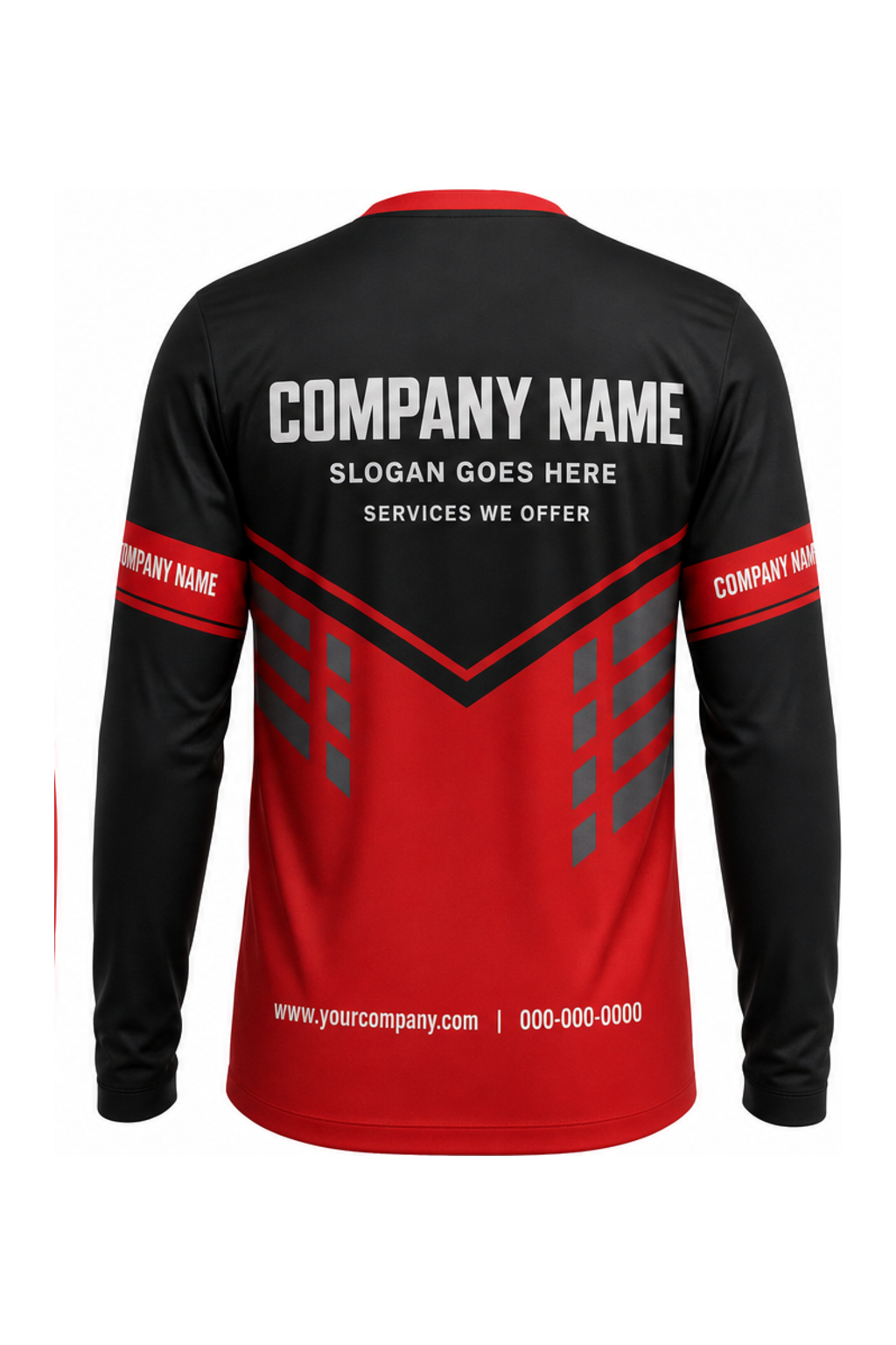 Red/Black Custom Work Crew — Long Sleeve #01 back