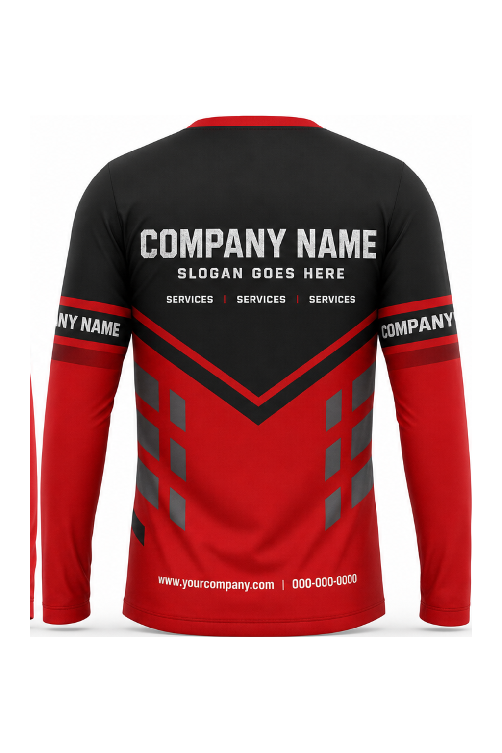 Red/Black Custom Work Crew — Long Sleeve #02 back