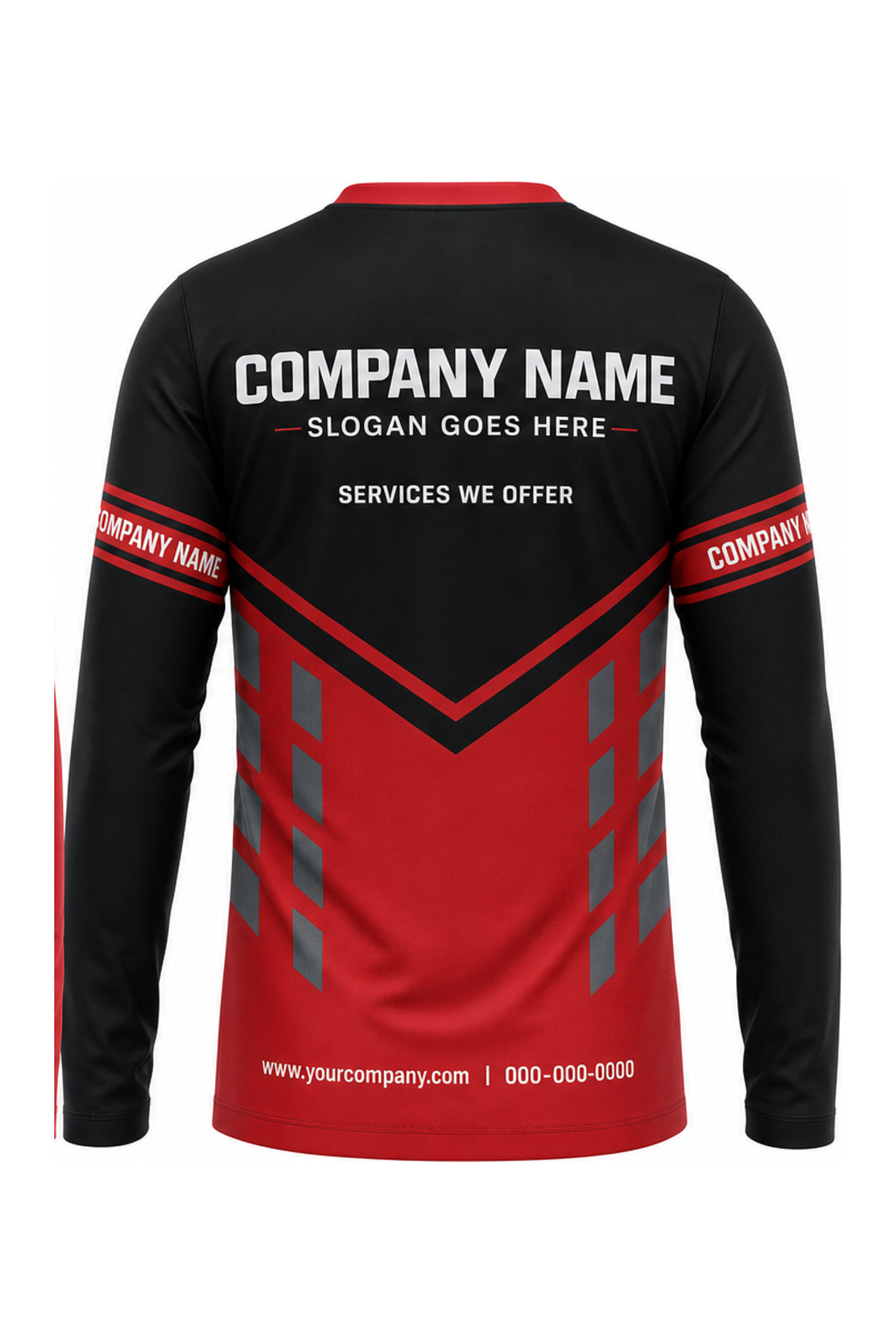 Red/Black Custom Work Crew — Long Sleeve #03 back
