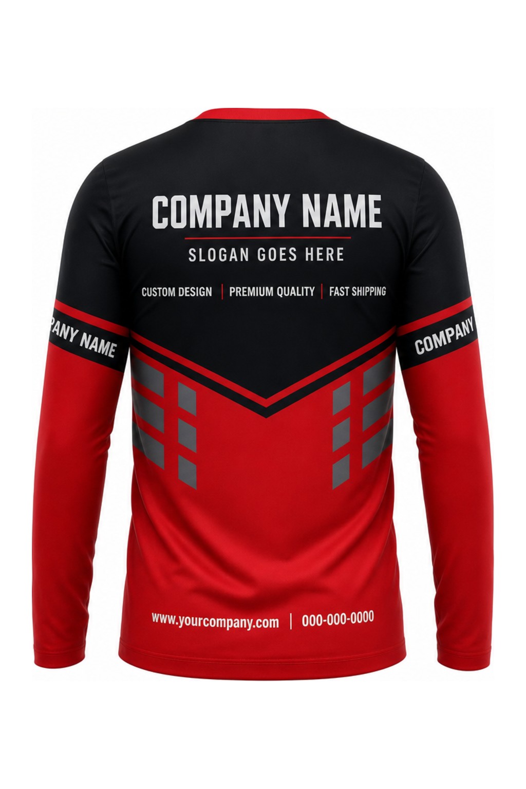 Red/Black Custom Work Crew — Long Sleeve #04 back