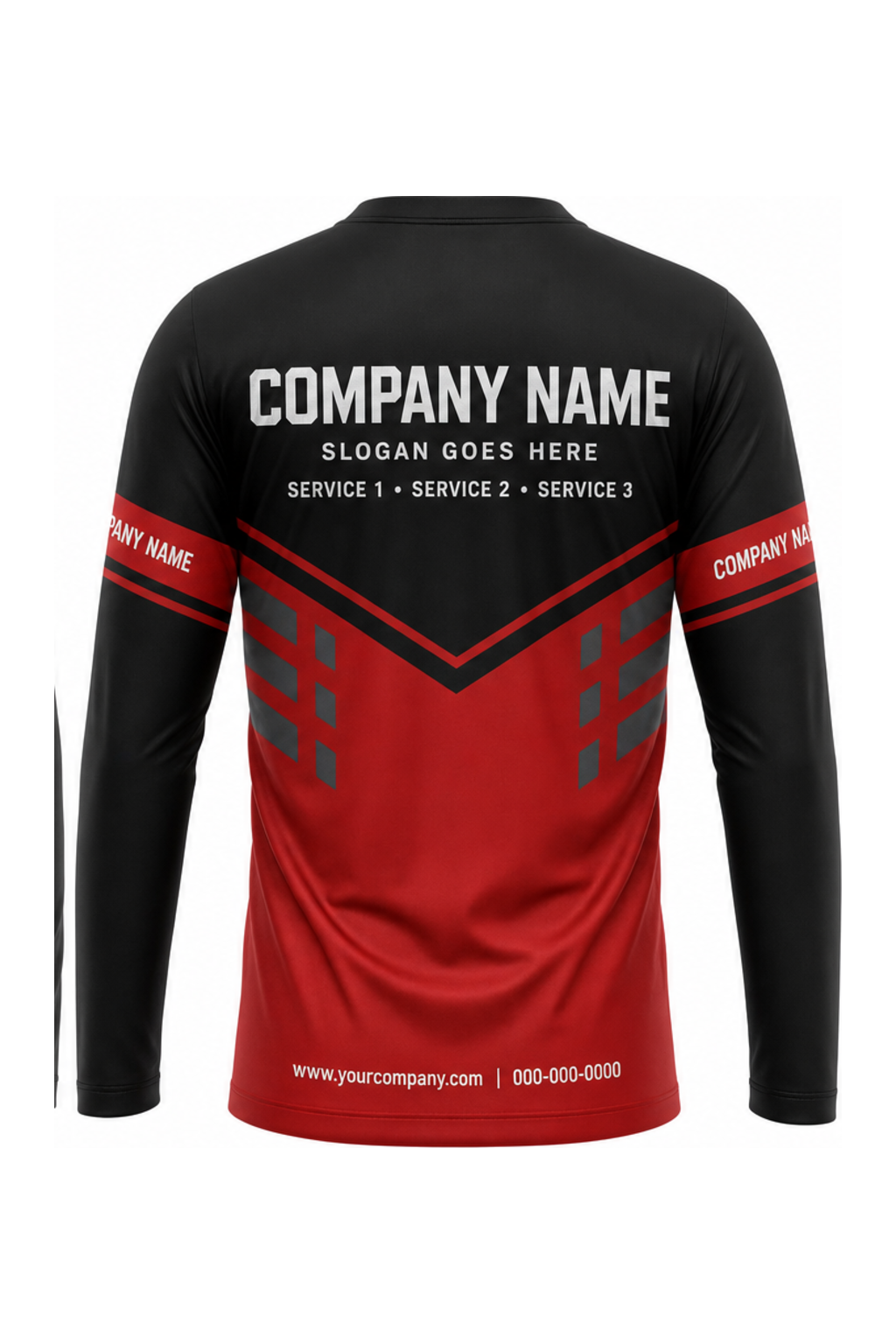 Black Custom Work Crew — Long Sleeve #01 back